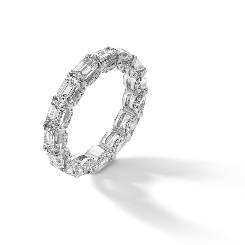 Main Image 2 of 5-1/6 CT. T.W. Emerald-Cut Certified Lab-Grown Diamond Eternity Band in 14K White Gold (F/VS2) - Size 7