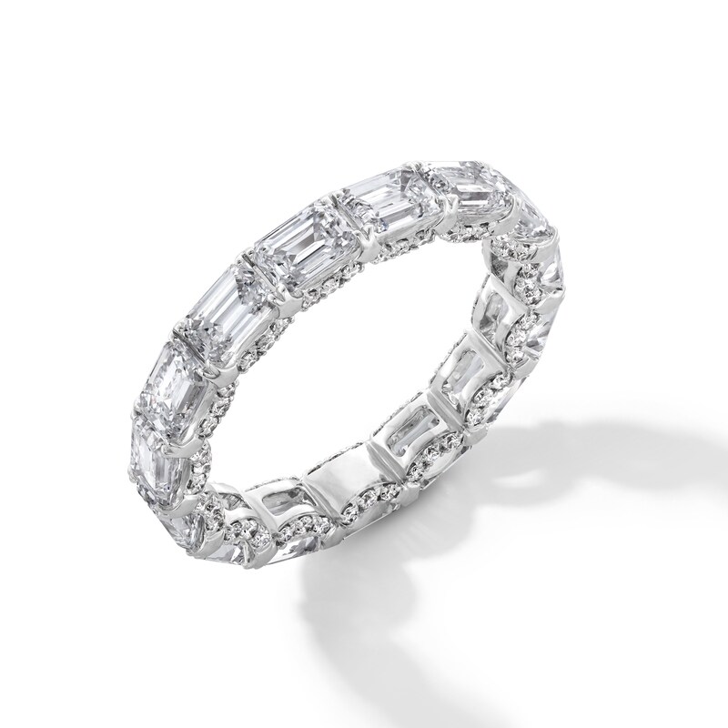 Main Image 3 of 4-7/8 CT. T.W. Emerald-Cut Certified Lab-Grown Diamond Eternity Band in 14K White Gold (F/VS2) - Size 6