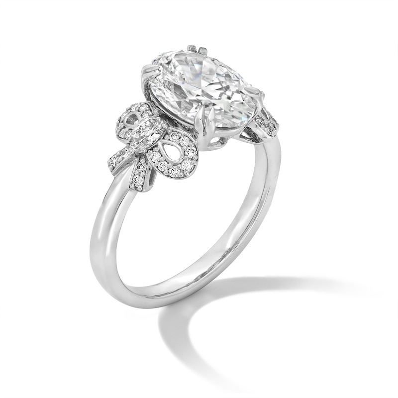 Main Image 3 of 3-1/3 CT. T.W. Oval Certified Lab-Grown Diamond Bow Engagement Ring in 14K White Gold (F/VS2)