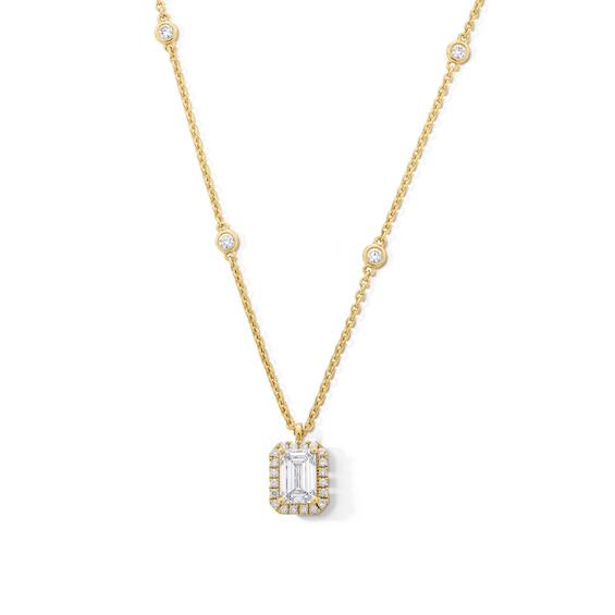 1-5/8 CT. T.w. Emerald-Cut Certified Lab-Grown Diamond Station Pendant in 14K Gold (F/Vs2)