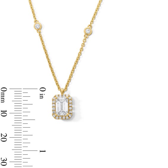 1-5/8 CT. T.w. Emerald-Cut Certified Lab-Grown Diamond Station Pendant in 14K Gold (F/Vs2)