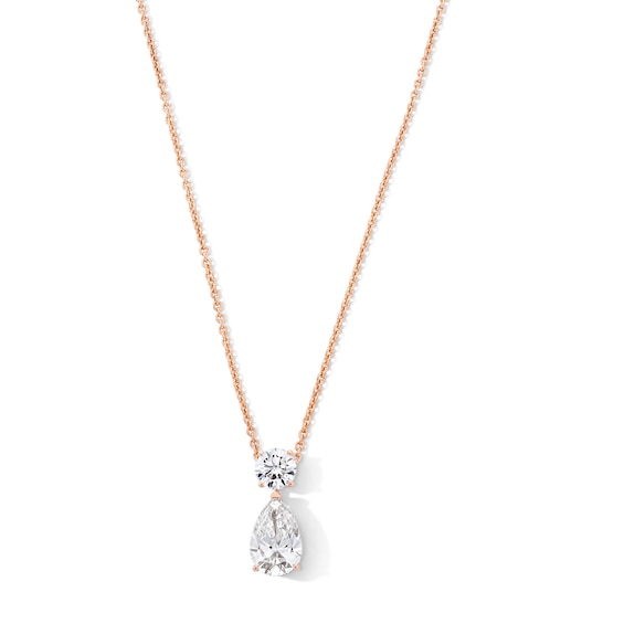 4-1/5 CT. T.w. Pear-Shaped and Round Certified Lab-Grown Diamond Drop Pendant in 14K Rose Gold (F/Vs2)