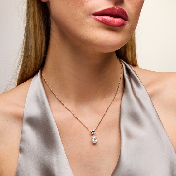 4-1/5 CT. T.w. Pear-Shaped and Round Certified Lab-Grown Diamond Drop Pendant in 14K Rose Gold (F/Vs2)
