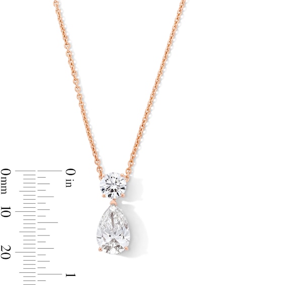 4-1/5 CT. T.w. Pear-Shaped and Round Certified Lab-Grown Diamond Drop Pendant in 14K Rose Gold (F/Vs2)