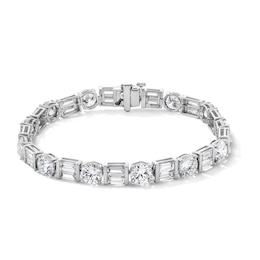 20-1/2 CT. T.W. Baguette and Round Certified Lab-Grown Diamond Alternating Bracelet in 14K White Gold (F/VS2)