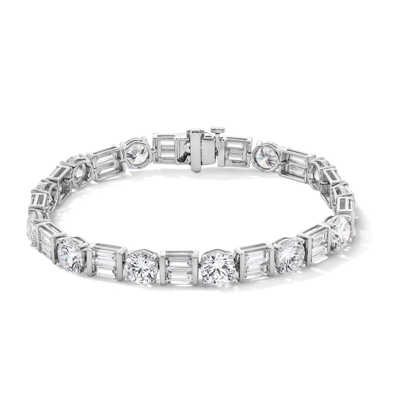 Main Image 1 of 20-1/2 CT. T.W. Baguette and Round Certified Lab-Grown Diamond Alternating Bracelet in 14K White Gold (F/VS2)