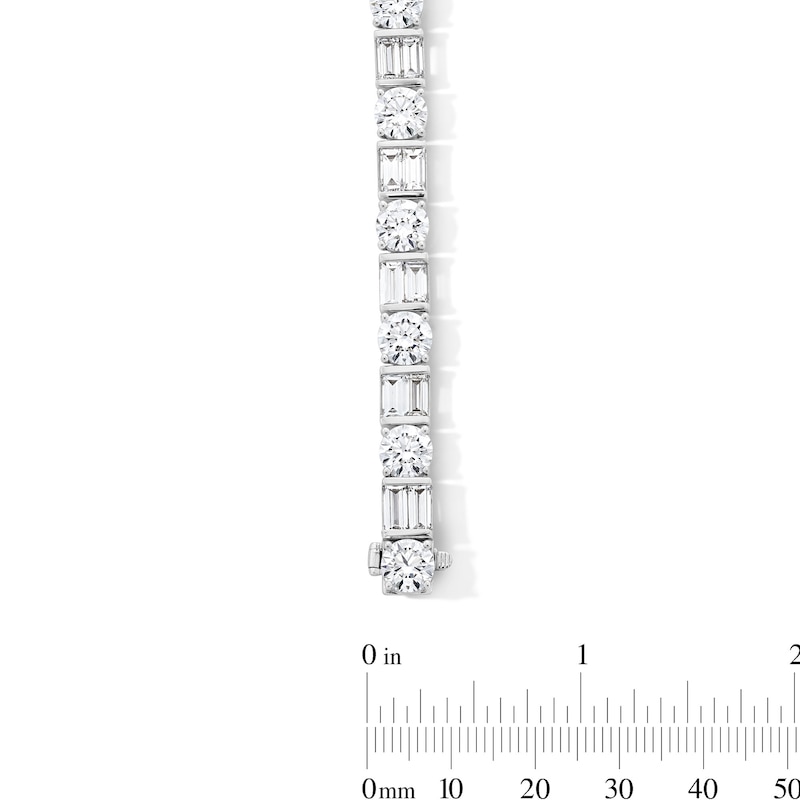 Main Image 3 of 20-1/2 CT. T.W. Baguette and Round Certified Lab-Grown Diamond Alternating Bracelet in 14K White Gold (F/VS2)