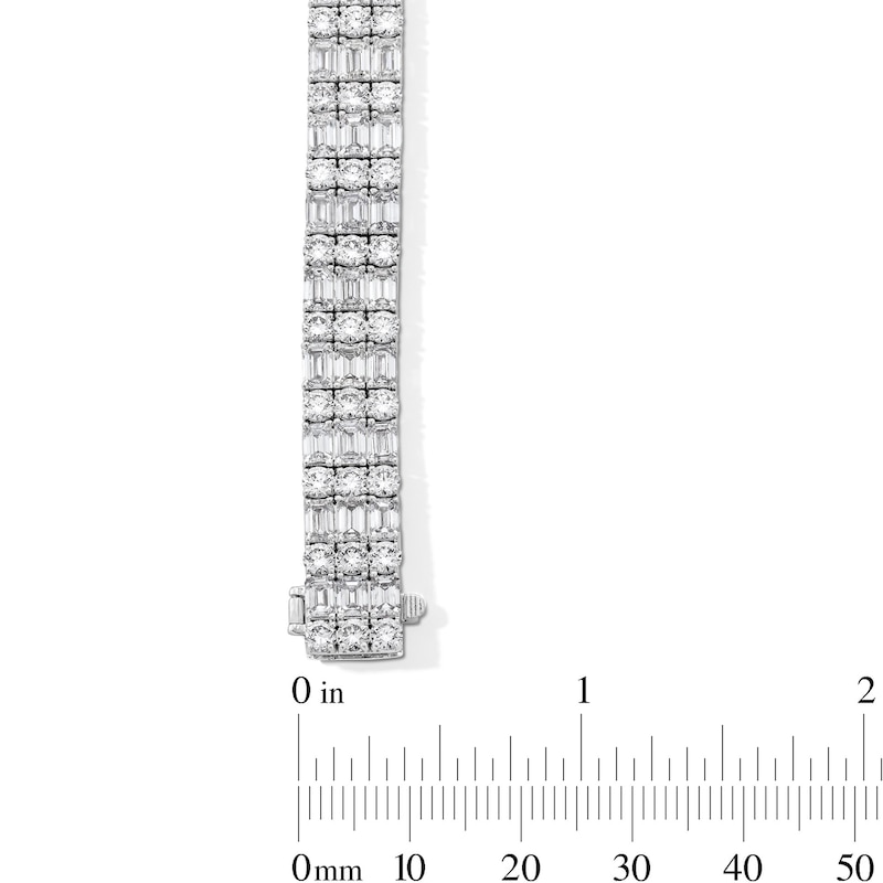 Main Image 3 of 20-1/3 CT. T.W. Emerald-Cut and Round Certified Lab-Grown Diamond Triple Row Tennis Bracelet in 14K White Gold (F/VS2)