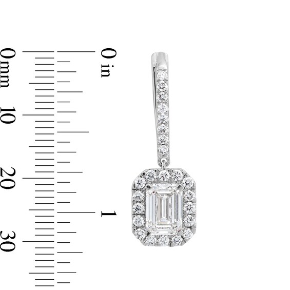 4-1/2 CT. T.w. Emerald-Cut Certified Lab-Grown Diamond Frame Drop Earrings in 14K White Gold (F/Vs2)