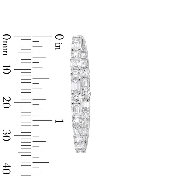 5-7/8 CT. T.w. Emerald-Cut and Round Certified Lab-Grown Diamond Inside-Out Hoop Earrings in 14K White Gold (F/Vs2)
