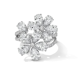 5-5/8 CT. T.W. Pear-Shaped Certified Lab-Grown Diamond Flower Bypass Ring in 14K White Gold (F/VS2)