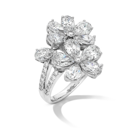 5-5/8 CT. T.w. Pear-Shaped Certified Lab-Grown Diamond Flower Bypass Ring in 14K White Gold (F/Vs2)
