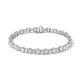 16 CT. T.W. Princess and Emerald-Cut Certified Lab-Created Diamond Alternating Tennis Bracelet in 14K White Gold