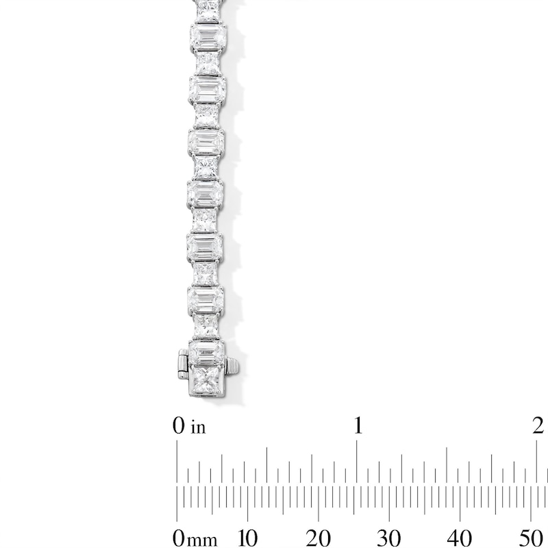 Main Image 3 of 16 CT. T.W. Princess and Emerald-Cut Certified Lab-Grown Diamond Alternating Tennis Bracelet in 14K White Gold