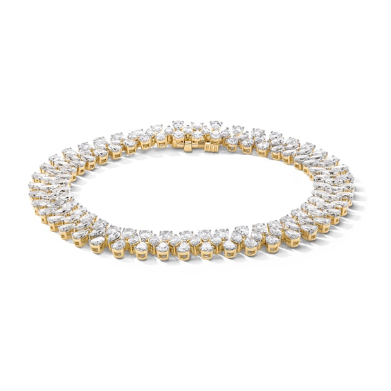 10-1/8 CT. T.w. Marquise-Cut and Pear-Shaped Certified Lab-Grown Diamond Triple Row Bracelet in 14K Gold (F/Vs2)