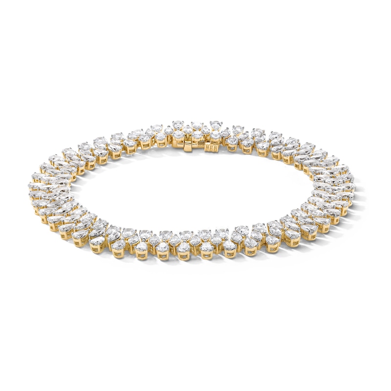 Main Image 1 of 10-1/8 CT. T.W. Marquise-Cut and Pear-Shaped Certified Lab-Grown Diamond Triple Row Bracelet in 14K Gold (F/VS2)