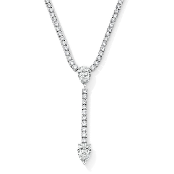 24-3/4 CT. T.w. Pear-Shaped Certified Lab-Grown Diamond "Y" Necklace in 14K White Gold (F/Vs2)