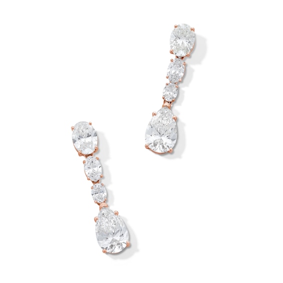 5-1/5 CT. T.w. Oval and Pear-Shaped Certified Lab-Grown Diamond Drop Earrings in 14K White Gold (F/Vs2)