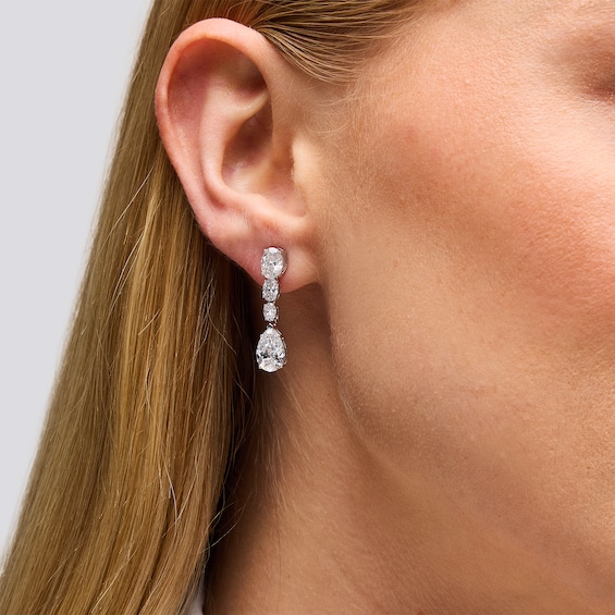 5-1/5 CT. T.w. Oval and Pear-Shaped Certified Lab-Grown Diamond Drop Earrings in 14K White Gold (F/Vs2)