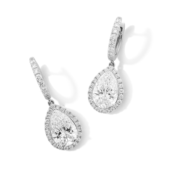 4-5/8 CT. T.w. Pear-Shaped Certified Lab-Grown Diamond Frame Drop Earrings in 14K Gold (F/Vs2)