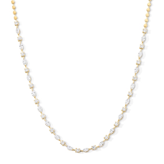 6-1/4 CT. T.w. Marquise-Cut and Round Certified Lab-Grown Diamond Alternating Necklace in 14K Gold (F/Vs2)
