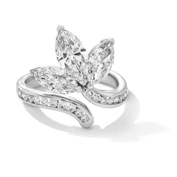 2-3/4 CT. T.w. Marquise-Cut Certified Lab-Grown Diamond Floral Bypass Ring in 14K White Gold (F/Vs2)