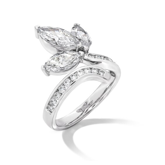 2-3/4 CT. T.w. Marquise-Cut Certified Lab-Grown Diamond Floral Bypass Ring in 14K White Gold (F/Vs2)