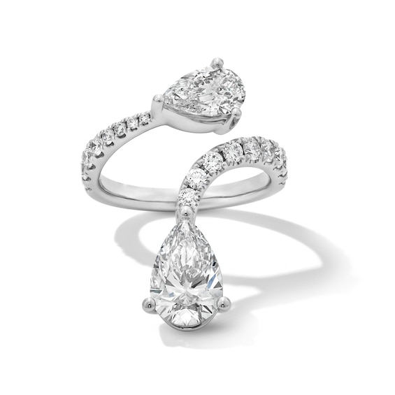 3-5/8 CT. T.w. Pear-Shaped Certified Lab-Grown Diamond Bypass Open Shank Ring in 14K White Gold (F/Vs2)