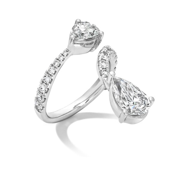 3-5/8 CT. T.w. Pear-Shaped Certified Lab-Grown Diamond Bypass Open Shank Ring in 14K White Gold (F/Vs2)