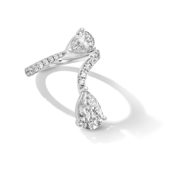 3-5/8 CT. T.w. Pear-Shaped Certified Lab-Grown Diamond Bypass Open Shank Ring in 14K White Gold (F/Vs2)
