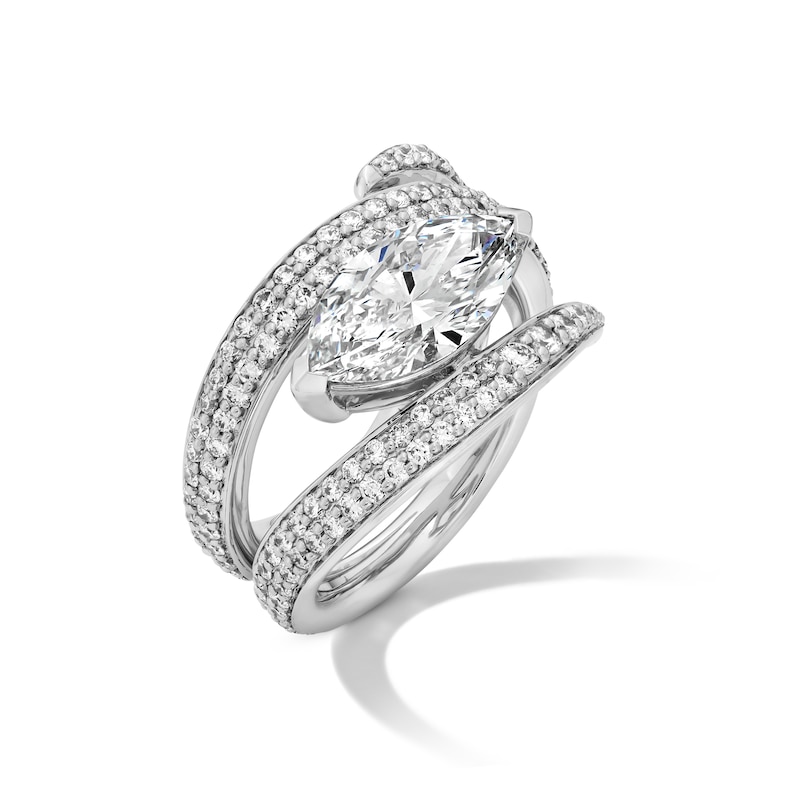 Main Image 3 of 3-1/8 CT. T.W. Marquise-Cut and Round Certified Lab-Grown Diamond Open Spiral Ring in 14K White Gold (F/VS2)