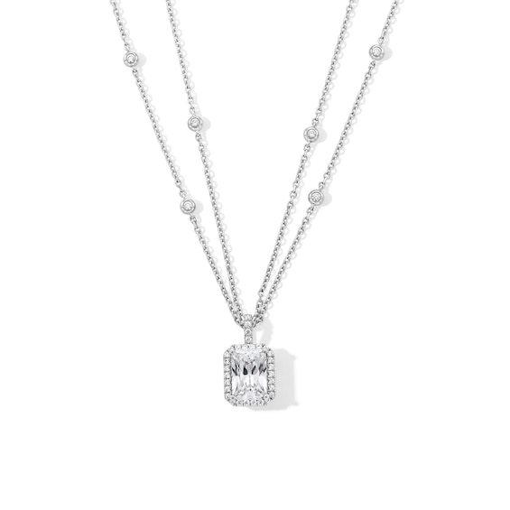 3-1/2 CT. T.w. Radiant-Cut Certified Lab-Grown Diamond Frame Double Strand Pendant in 14K White Gold (F/Vs2)