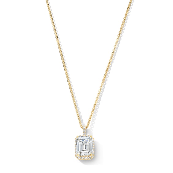 4-1/3 CT. T.w. Emerald-Cut Certified Lab-Grown Diamond Frame Pendant in 14K Gold (F/Vs2)