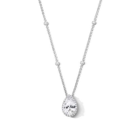 3-1/2 CT. T.w. Pear-Shaped Certified Lab-Grown Diamond Frame Station Pendant in 14K White Gold (F/Vs2)