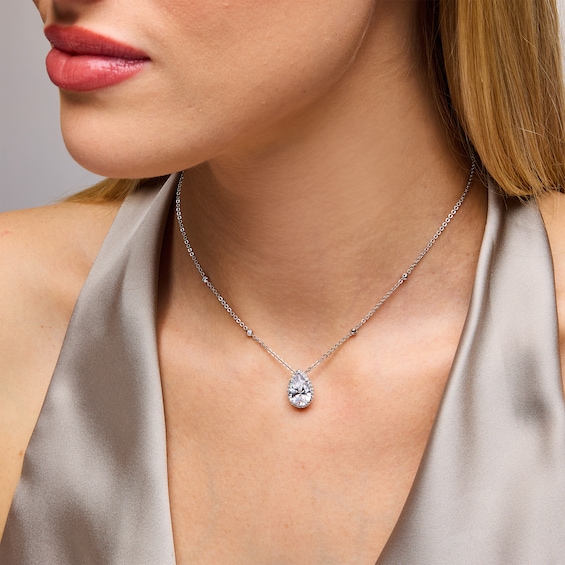 3-1/2 CT. T.w. Pear-Shaped Certified Lab-Grown Diamond Frame Station Pendant in 14K White Gold (F/Vs2)