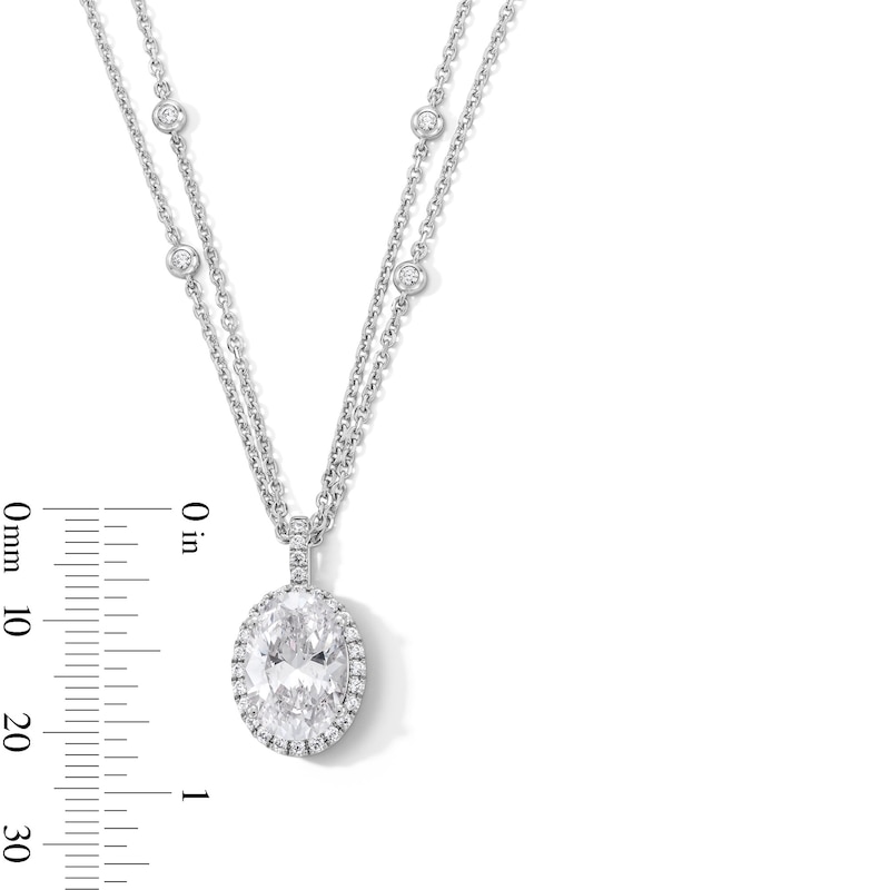 Main Image 3 of 4-1/2 CT. T.W. Oval Certified Lab-Grown Diamond Frame Station Double Strand Pendant in 14K White Gold (F/VS2)