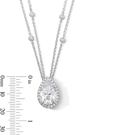 5-3/4 CT. T.w. Pear-Shaped Certified Lab-Grown Diamond Frame Double Strand Pendant in 14K White Gold (F/Vs2)
