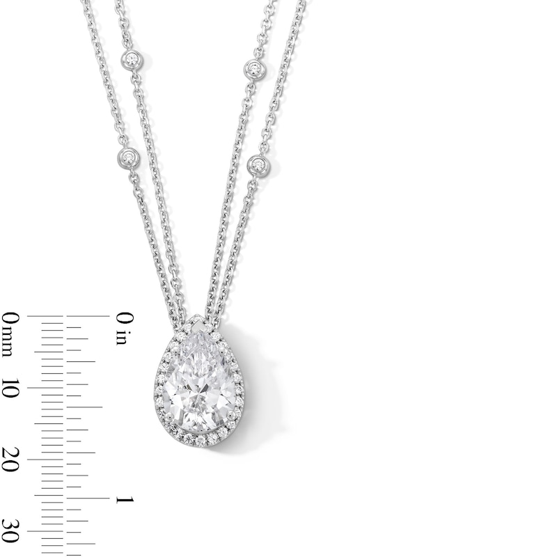 Main Image 3 of 5-3/4 CT. T.W. Pear-Shaped Certified Lab-Grown Diamond Frame Double Strand Pendant in 14K White Gold (F/VS2)