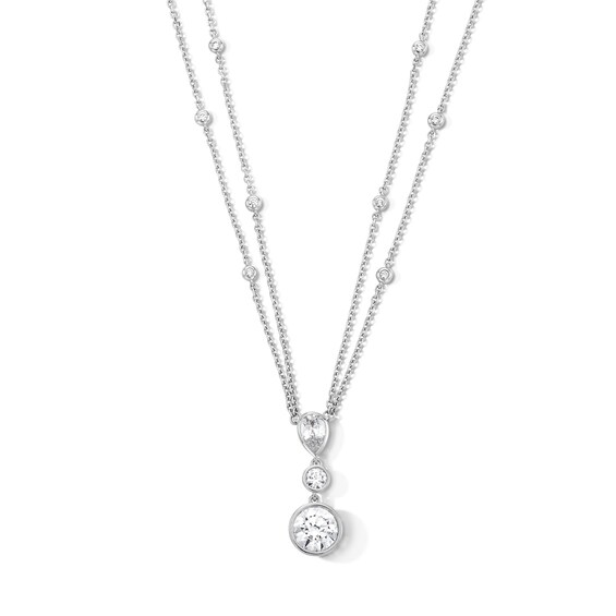 2-7/8 CT. T.w. Pear-Shaped and Round Certified Lab-Grown Diamond Double Strand Necklace in 14K White Gold (F/Vs2)