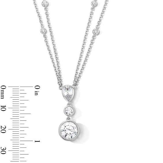 2-7/8 CT. T.w. Pear-Shaped and Round Certified Lab-Grown Diamond Double Strand Necklace in 14K White Gold (F/Vs2)