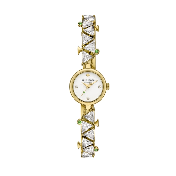 Ladiesâ Kate Spade Monroe Martini Crystal Accent Gold-Tone IP Bangle Watch with White Dial (Model: Ksw1852)