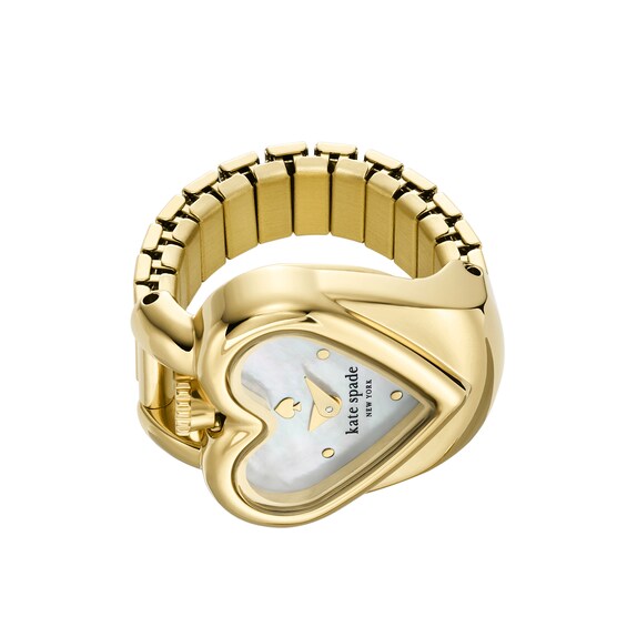 Ladiesâ Kate Spade Monroe Gold-Tone IP Heart Ring Watch with Mother-of-Pearl Dial (Model: Ksw1860)