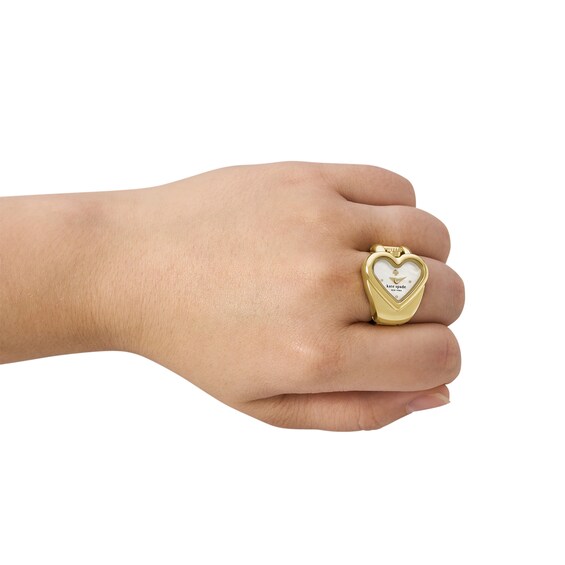Ladiesâ Kate Spade Monroe Gold-Tone IP Heart Ring Watch with Mother-of-Pearl Dial (Model: Ksw1860)