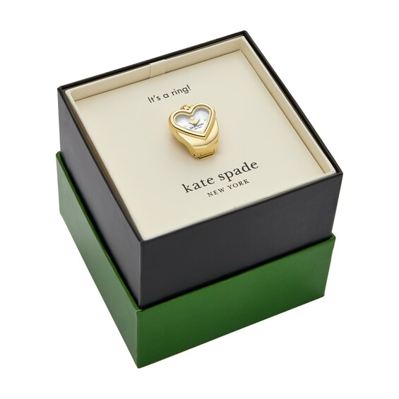 Ladiesâ Kate Spade Monroe Gold-Tone IP Heart Ring Watch with Mother-of-Pearl Dial (Model: Ksw1860)