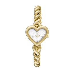 Ladies’ Kate Spade Monroe Crystal Accent Gold-Tone IP Heart Watch with Mother-of-Pearl Dial (Model: KSW1861)