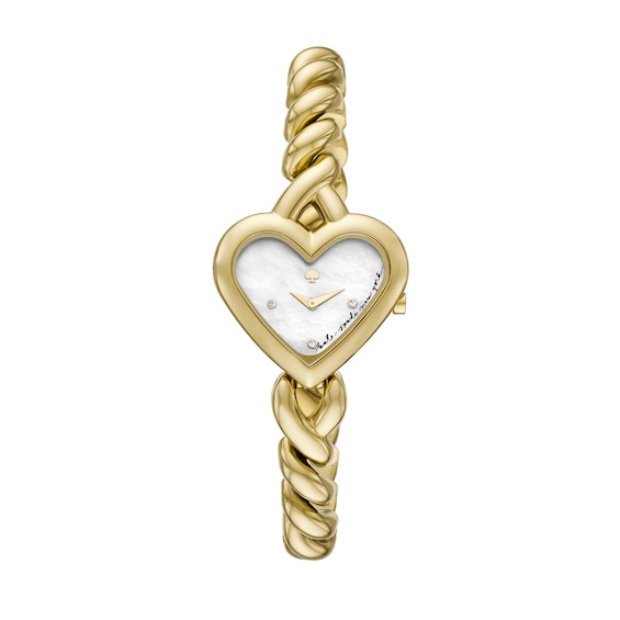 Ladiesâ Kate Spade Monroe Crystal Accent Gold-Tone IP Heart Watch with Mother-of-Pearl Dial (Model: Ksw1861)
