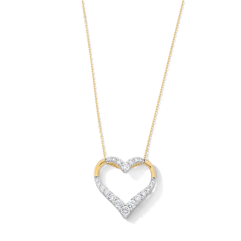 Main Image 1 of 3/4 CT. T.W. Certified Lab-Grown Diamond Graduated Heart Pendant in Sterling Silver with 10K Gold Plate (I/SI2)
