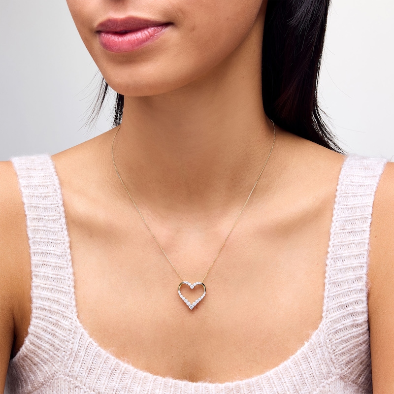 Main Image 2 of 3/4 CT. T.W. Certified Lab-Grown Diamond Graduated Heart Pendant in Sterling Silver with 10K Gold Plate (I/SI2)
