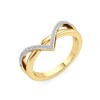 Thumbnail Image 2 of 1/10 CT. T.W. Diamond Chevron Overlay Split Shank Ring in Sterling Silver with 24K Gold Plate