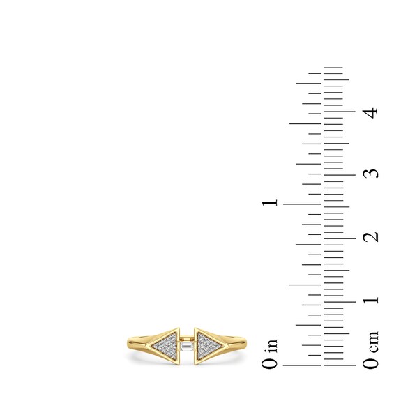 1/10 CT. T.w. Baguette and Round Diamond Double Triangle Ring Sterling Silver with 24K Gold Plate